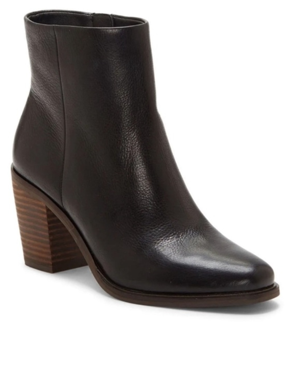 Lucky Brand Black Leather Ankle Boots with Stacked Heeled size 10